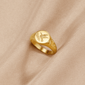 Anillo de sello colibrí dorado