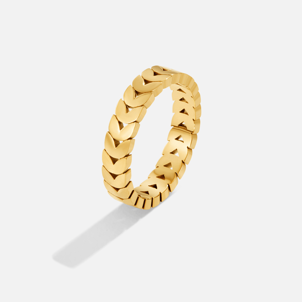 Anillo de Hoja de Olivo Dorada