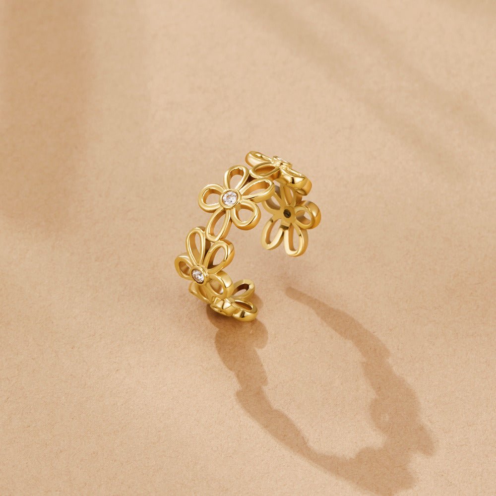 Anillo Infinito Flor Silvestre Dorada