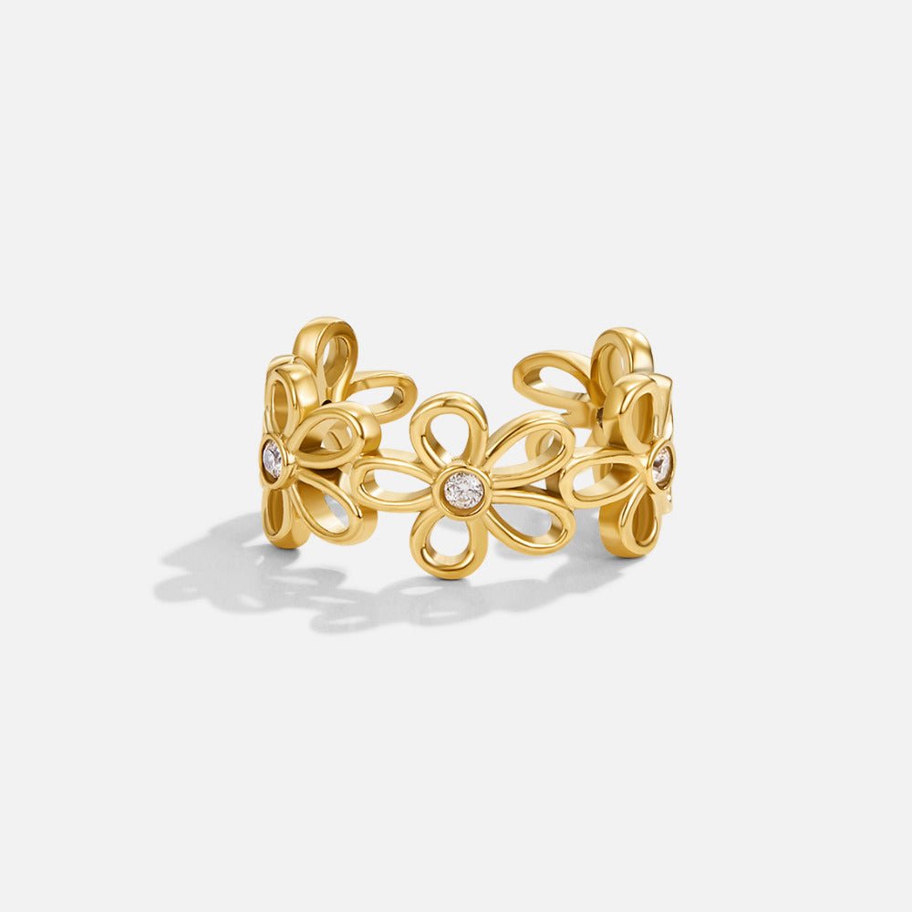 Anillo Infinito Flor Silvestre Dorada