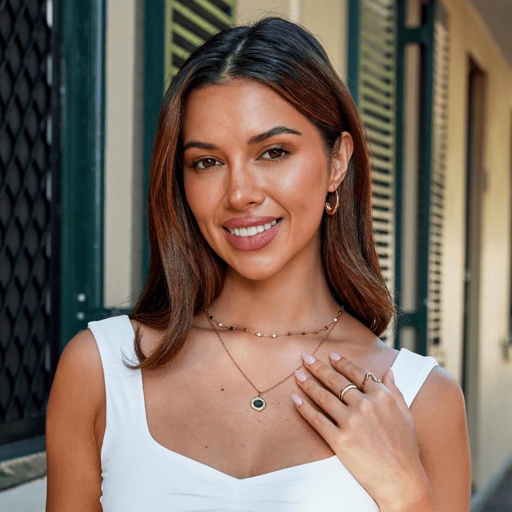 Collar de moneda de aventurina verde
