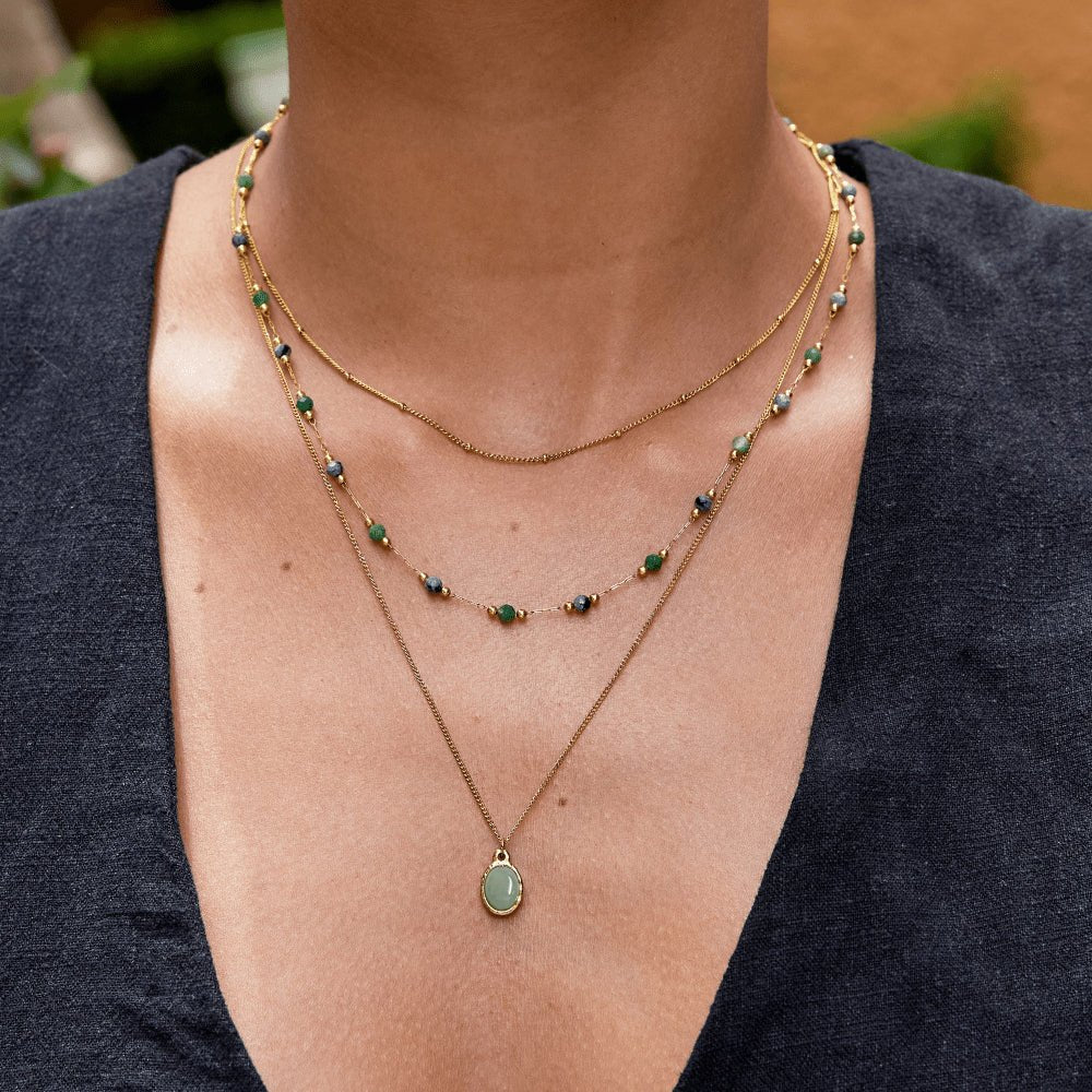 Collar con colgante de aventurina verde