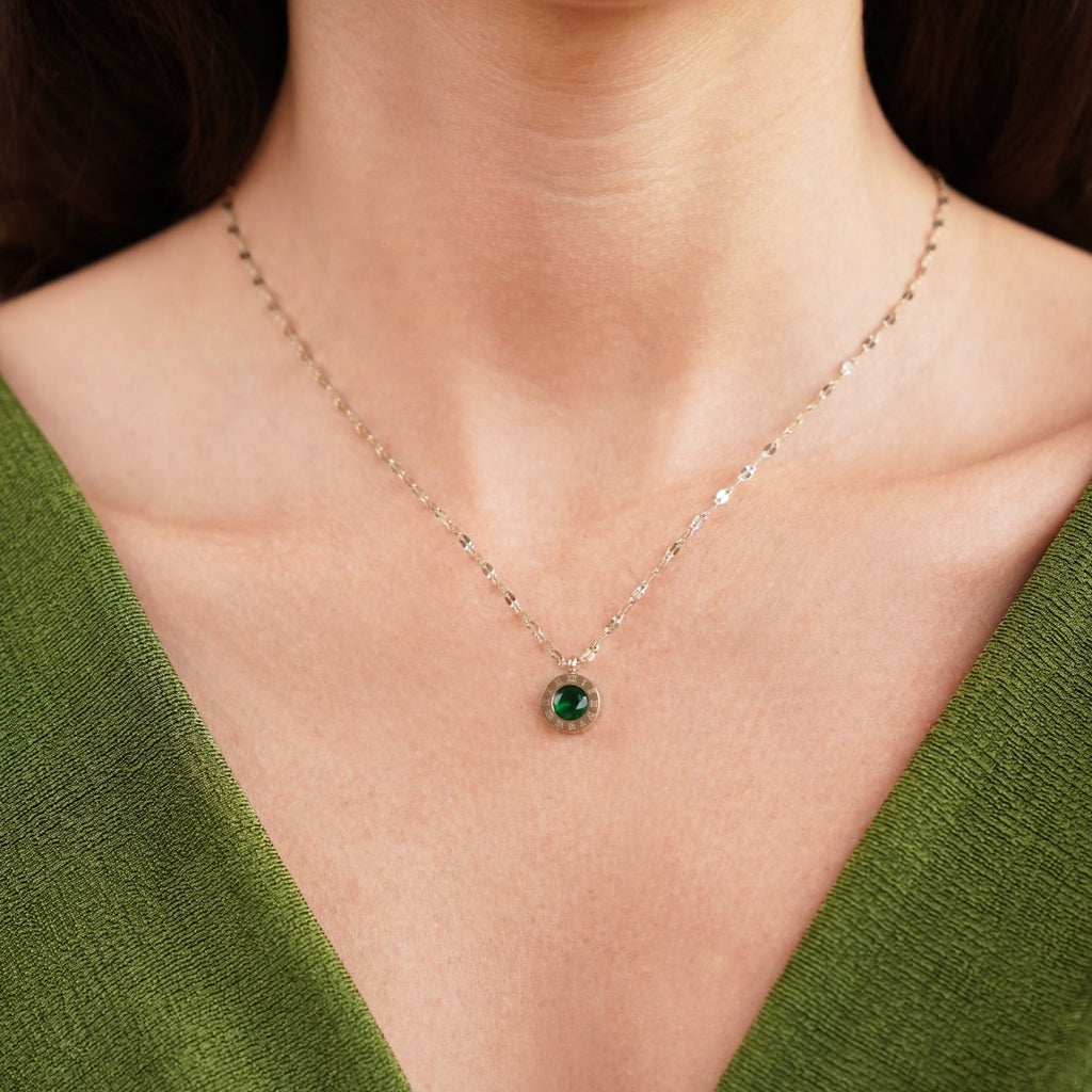 Collar Atenea de cristal verde