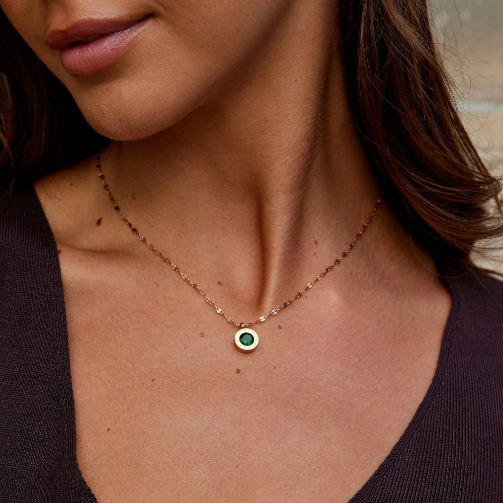 Collar Atenea de cristal verde