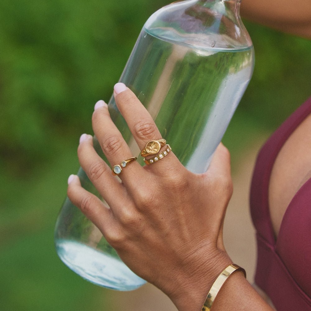 Anillo de cristal dorado Hera