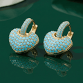 Pendientes de corazón turquesa con pavé