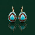 Pendientes colgantes vintage de oro y turquesa