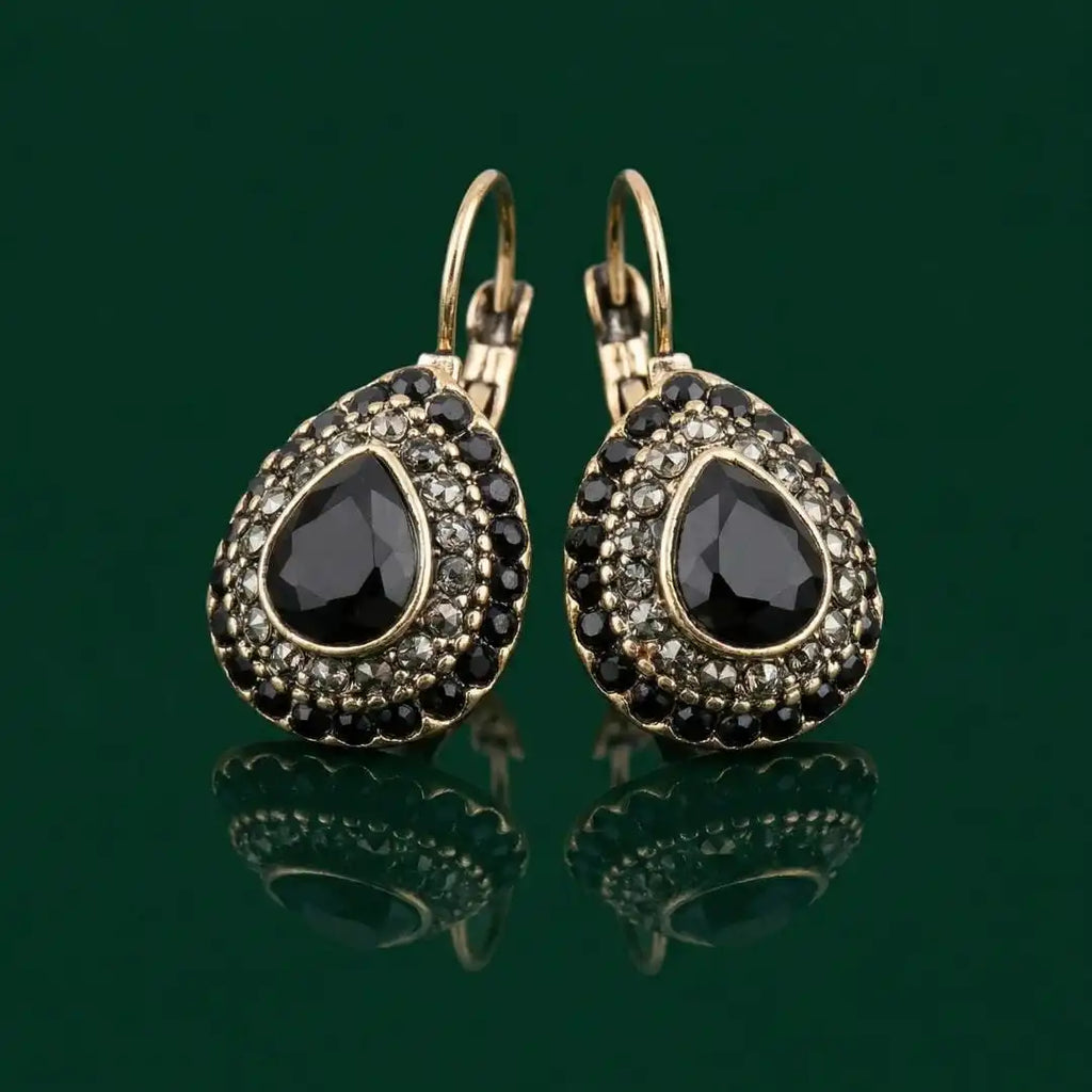 Pendientes colgantes vintage de oro y turquesa