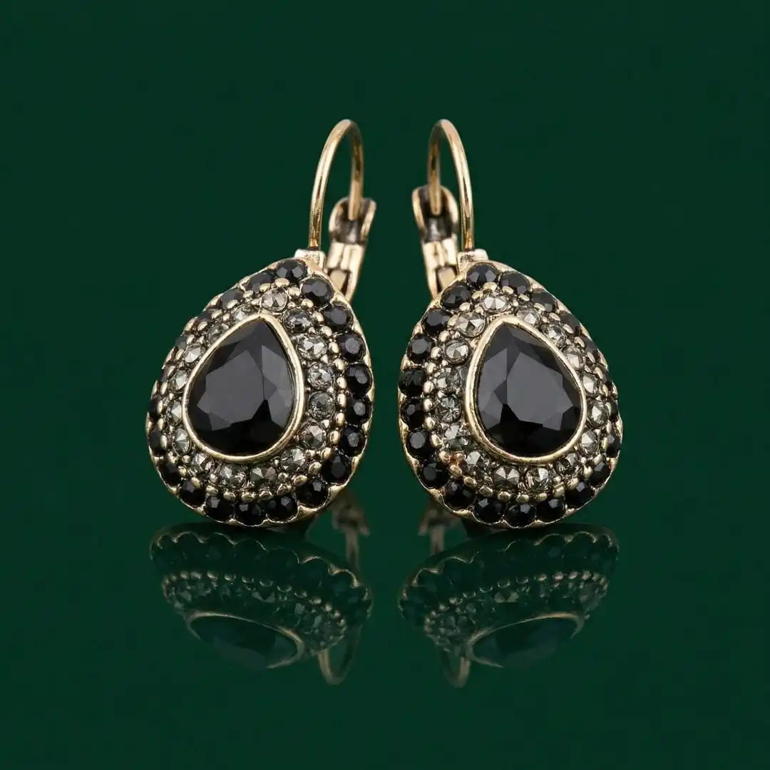 Pendientes colgantes vintage de oro y turquesa