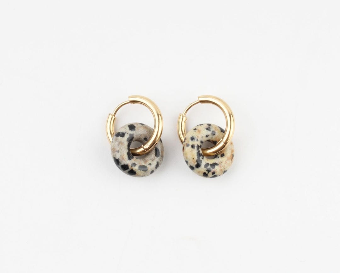 Pendientes de aro de donut de piedra