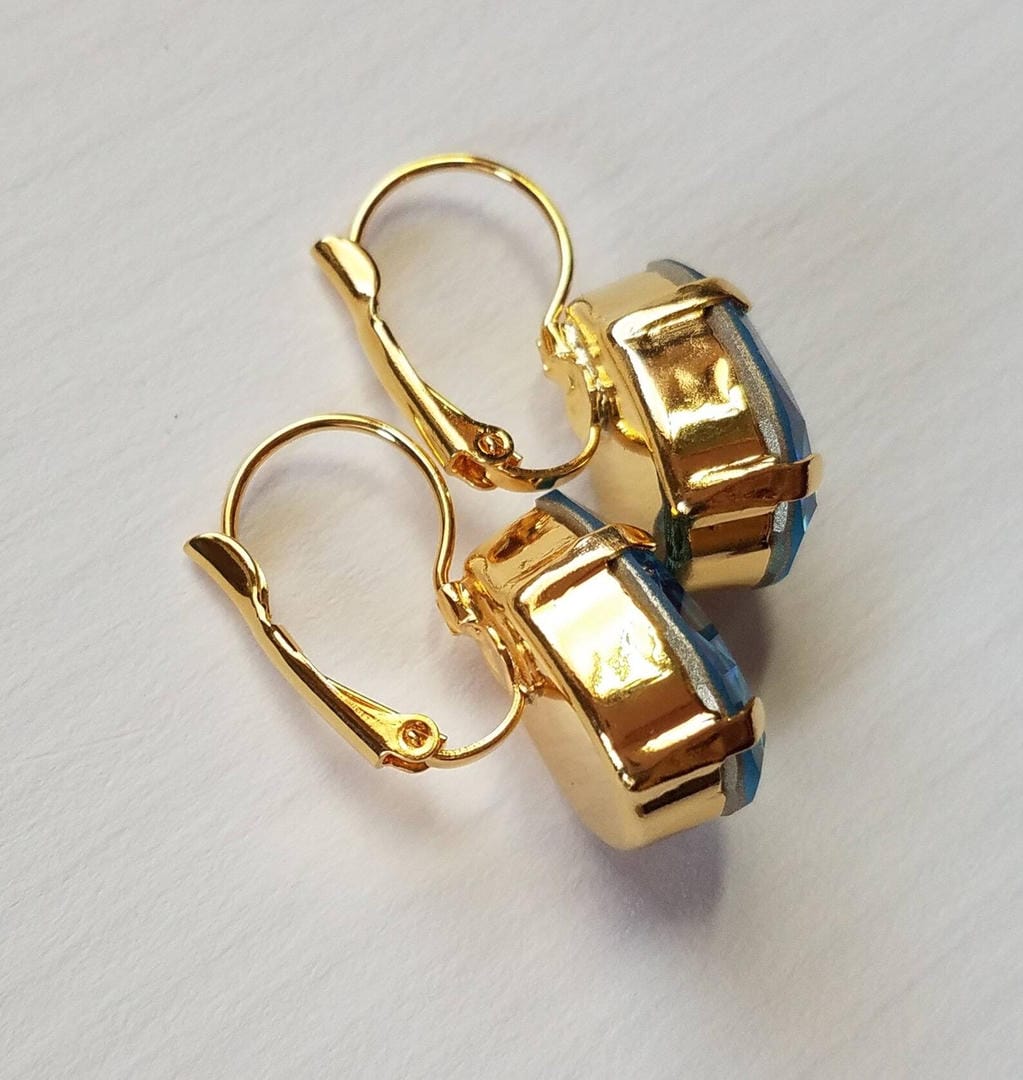 Pendientes vintage de cristal azul