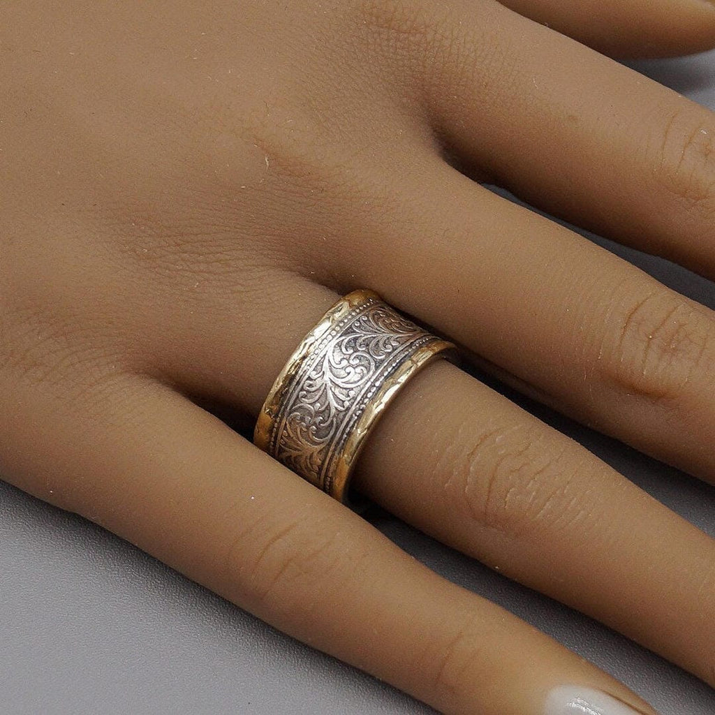 Anillo Elegante Vintage Dorado y Plateado
