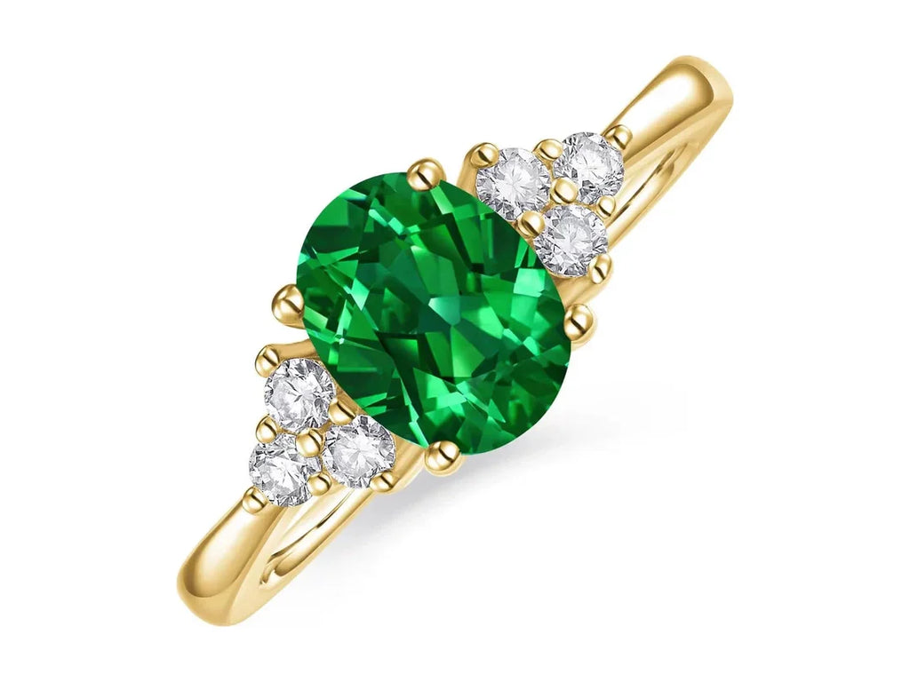 Anillo llamativo ovalado de esmeralda vintage