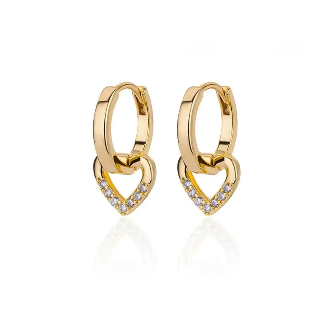 Pendientes de Corazón de Zirconia Huecos