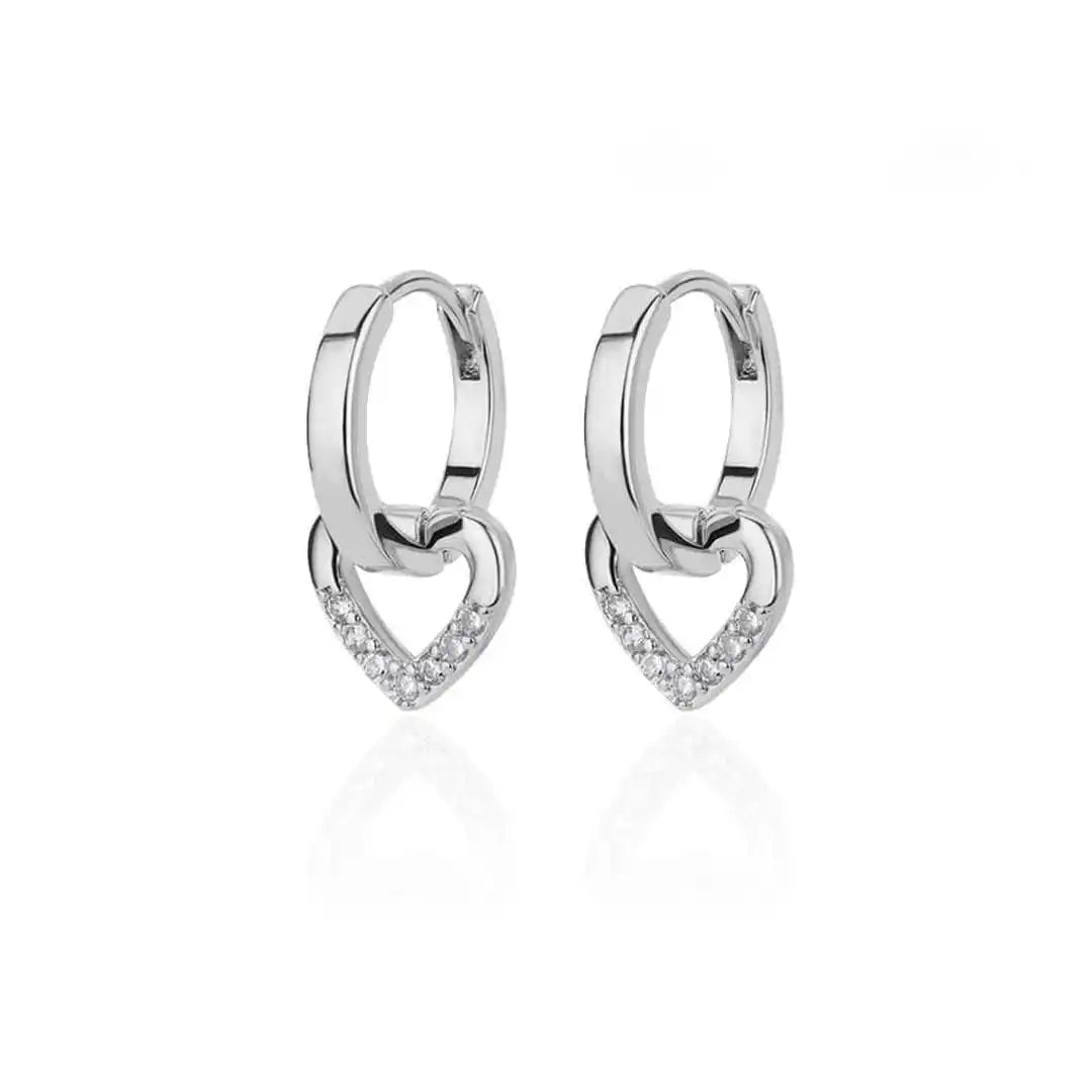 Pendientes de Corazón de Zirconia Huecos