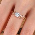 Anillo de cristal Solitario Hoja Vid