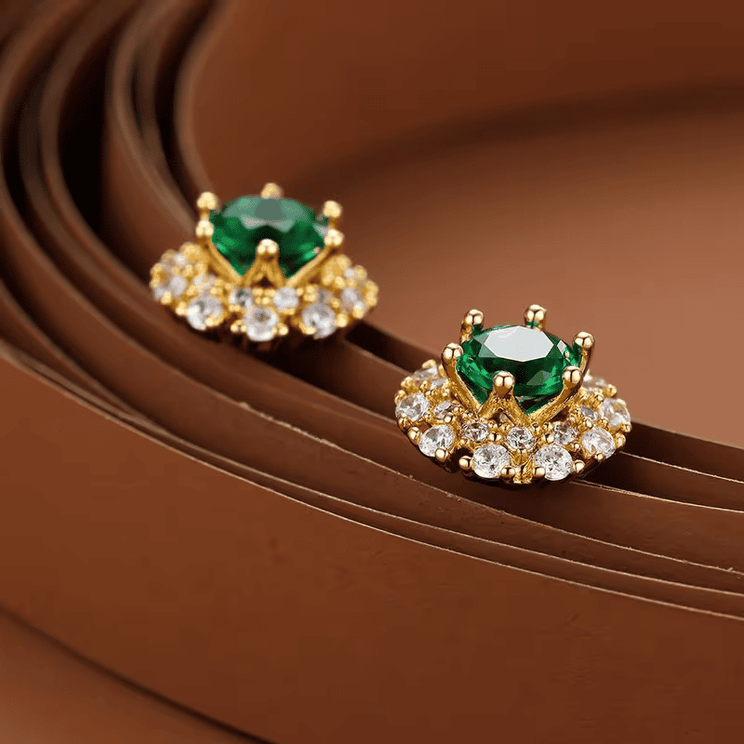 Pendientes de Halo Esmeralda Real