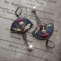 Pendientes retro con cristal rojo y perlas