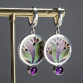 Pendientes bohemios vintage con cristales morados