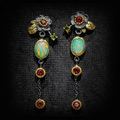 Pendientes Boho con Ópalo y Circonita Roja