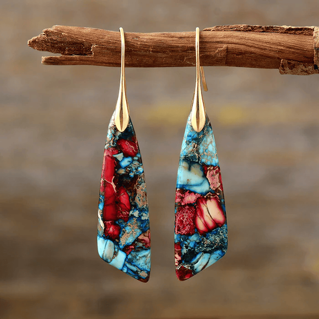 Pendientes antiguos de plata y oro con piedras de colores