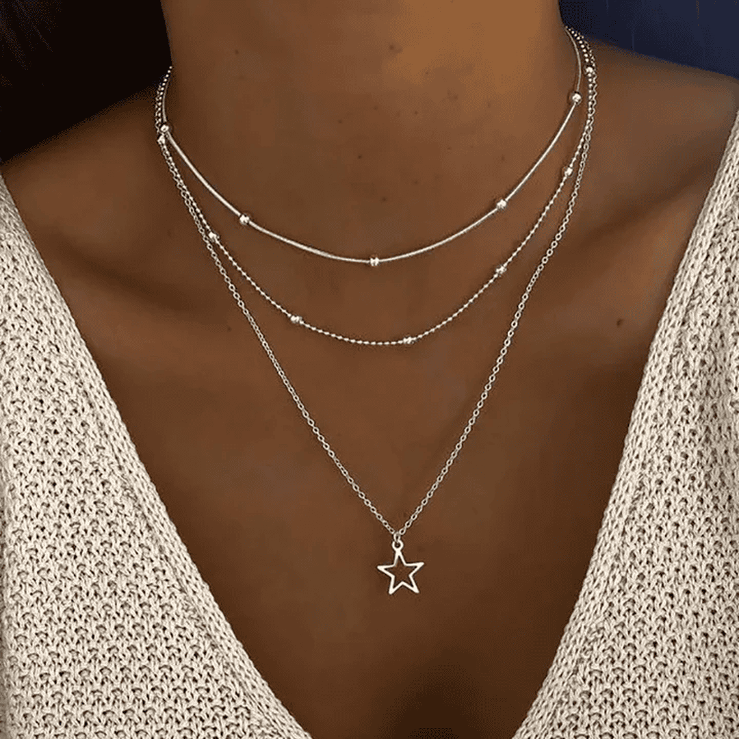 Juego de collar con colgante de estrella atemporal