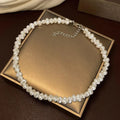 Exquisito Collar de Perlas Oro Blanco