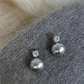 Aretes Elegantes de Zirconia con Perla Negra