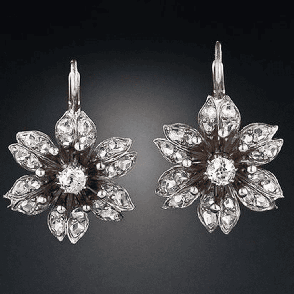 Pendientes de flor de cristal vintage