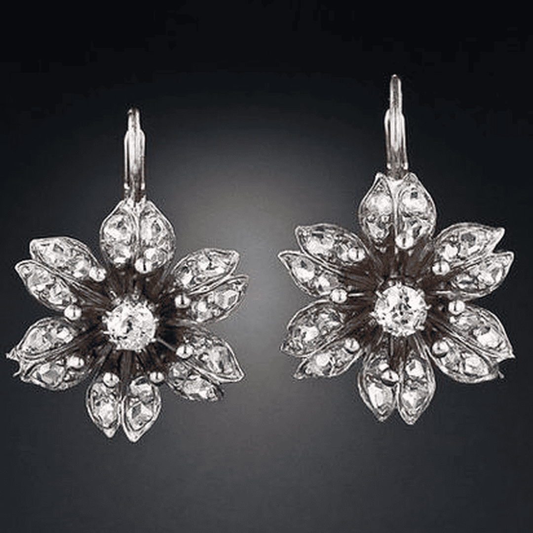 Pendientes de flor de cristal vintage