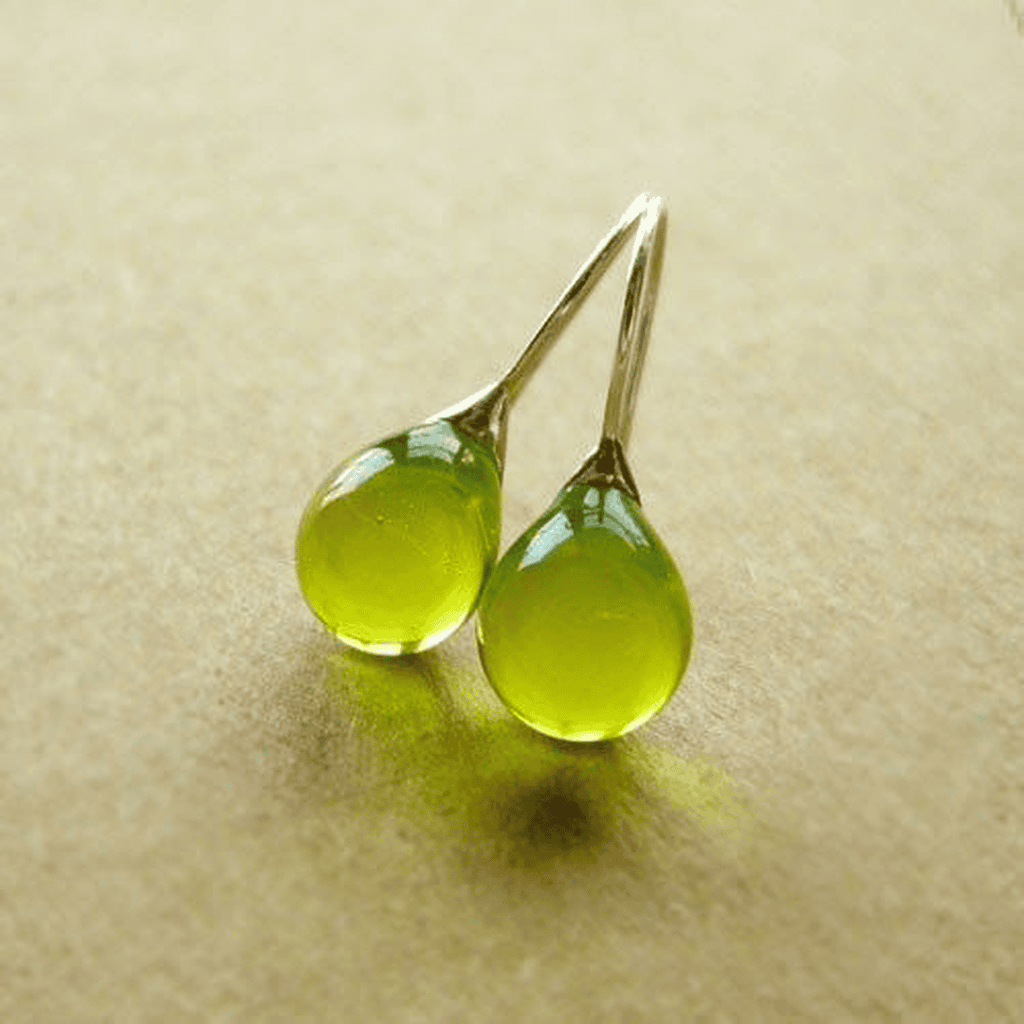 Pendientes de Cristal Vintage con Gota de Oliva