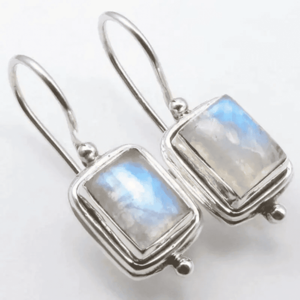 Pendientes de piedra lunar cuadrados Lustre
