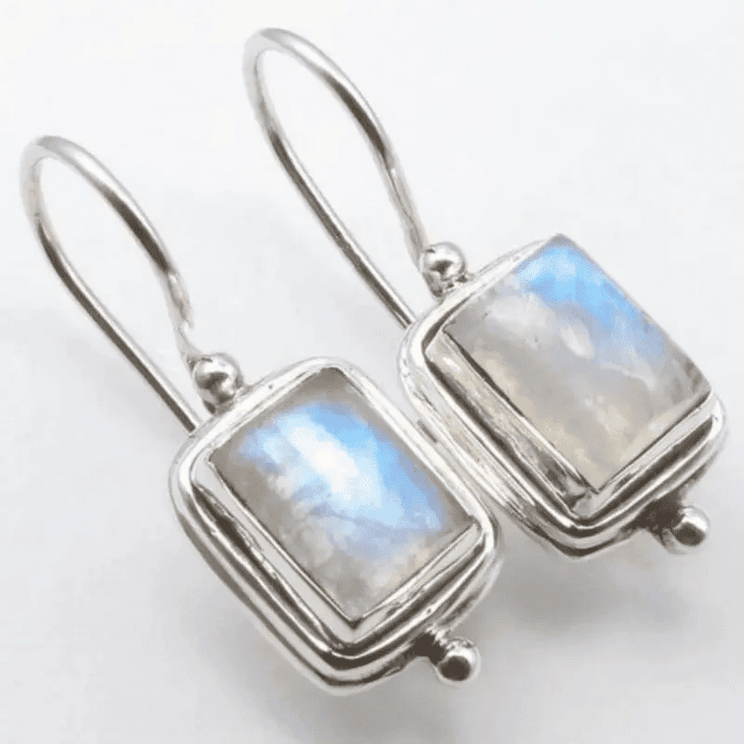 Pendientes cuadrados de piedra lunar, elegantes