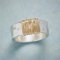 Anillo de plata hilos dorados vintage