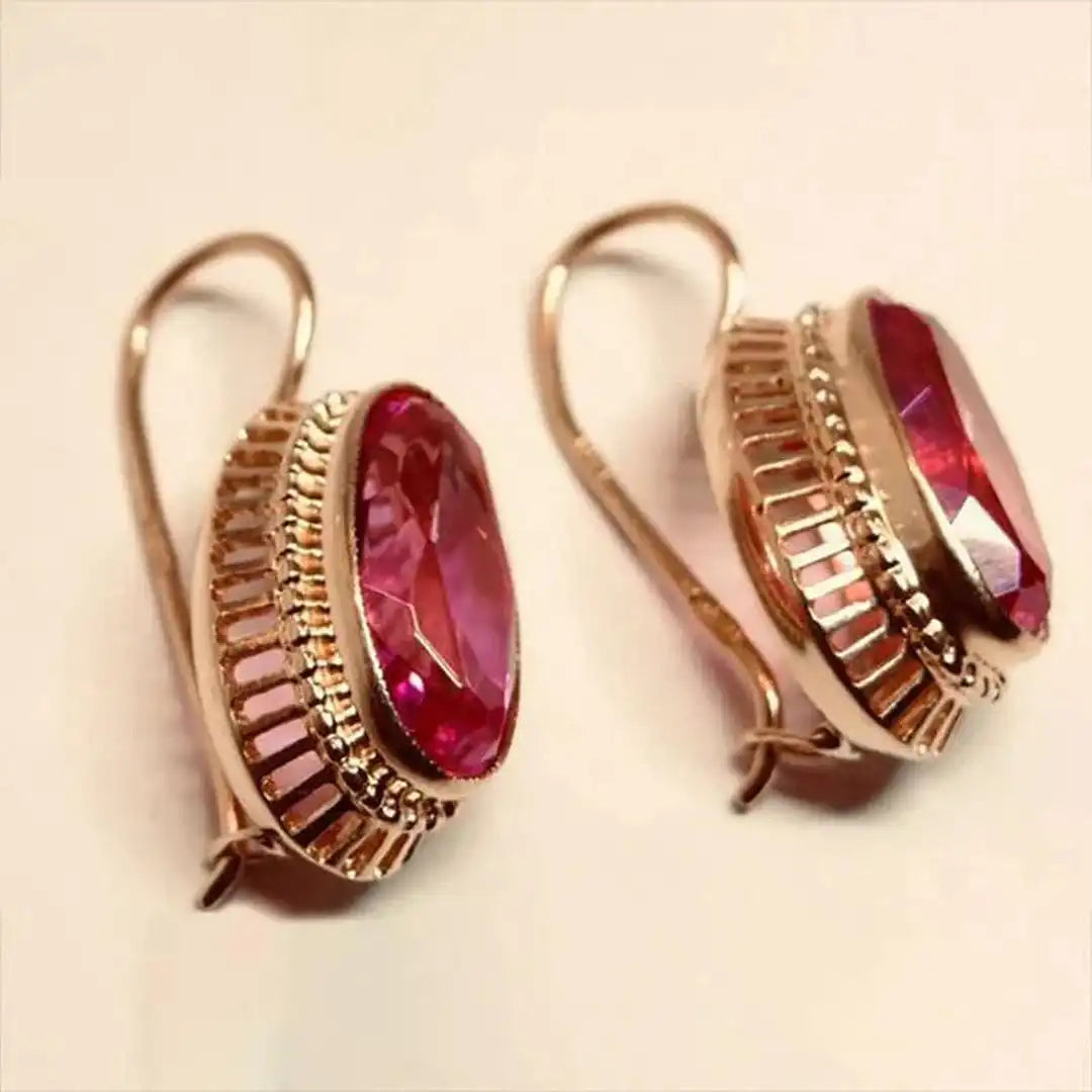 Pendientes vintage de piedra roja