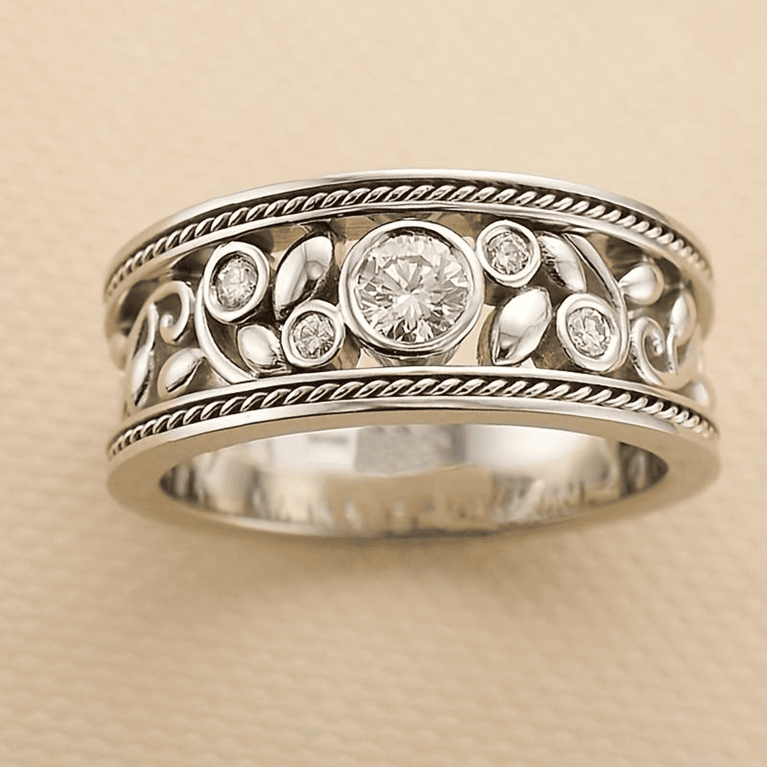 Anillo vintage de plata y circonita