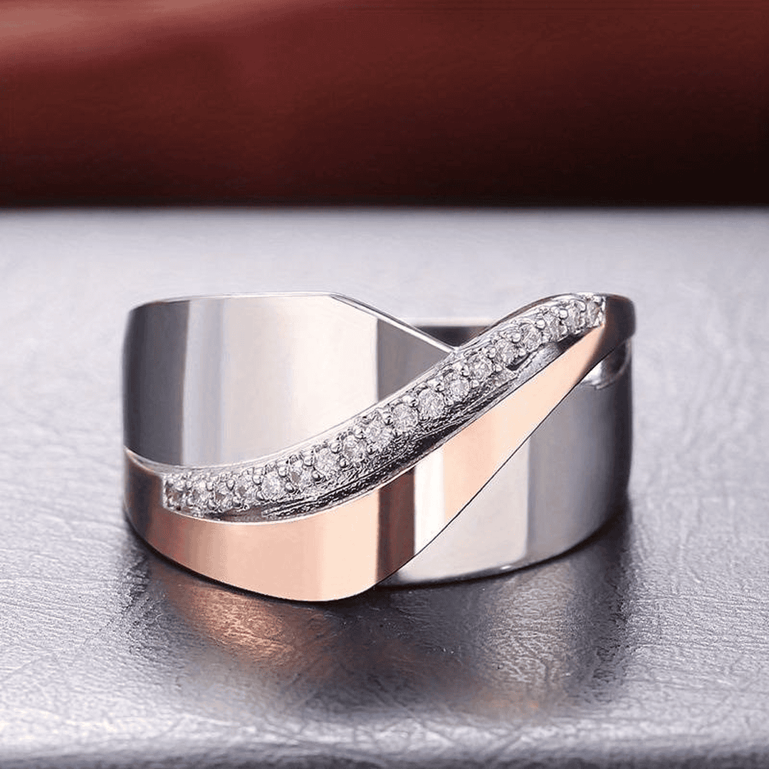 Anillo Vintage de Oro Rosa y Plata con Circonitas
