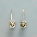 Pendientes Corazón Dorado en Plata Antigua