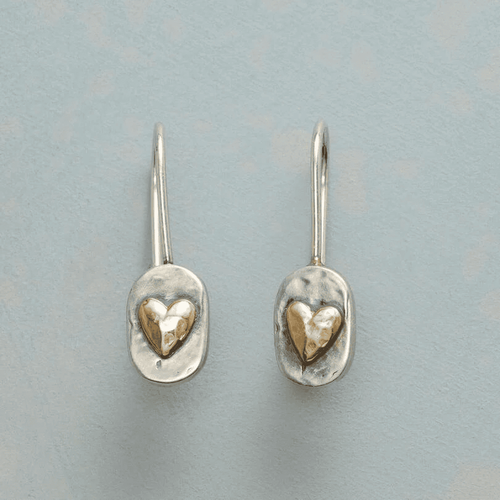 Pendientes Colgantes Corazón Bicolor