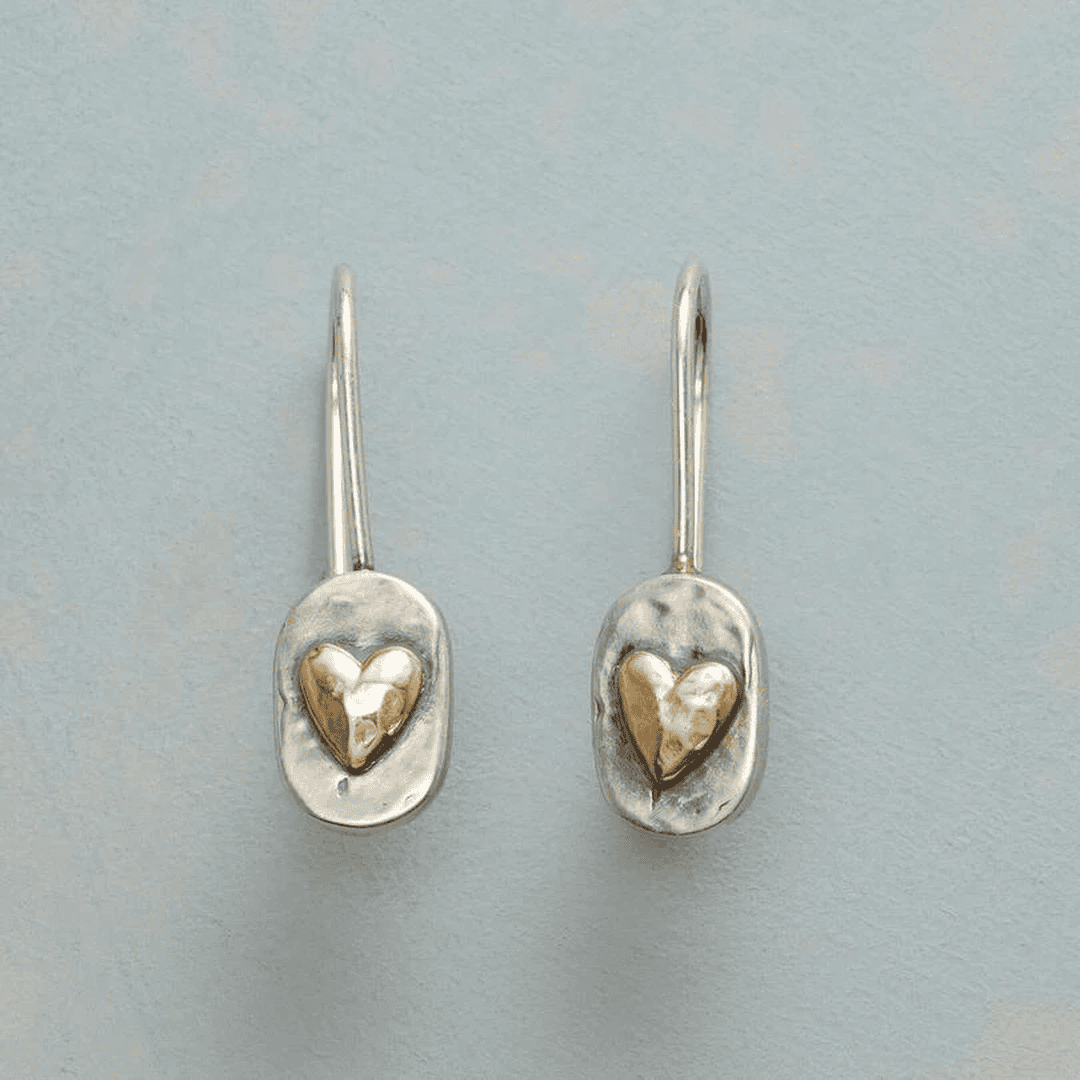 Pendientes Colgantes Corazón Bicolor