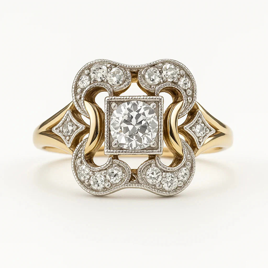 Anillo de oro con circonita vintage