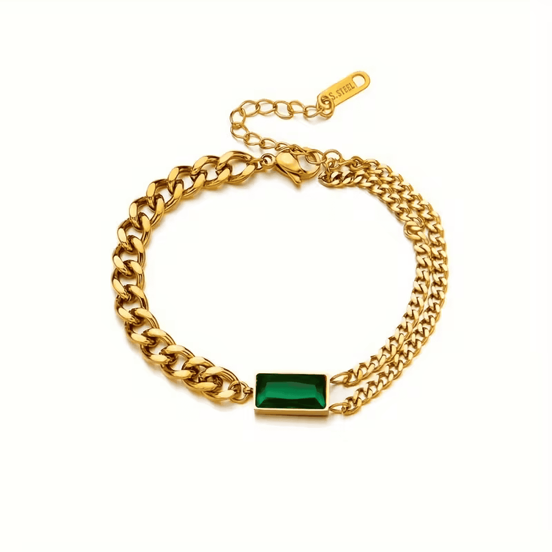 Pulsera de cadena con barra esmeralda