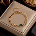 Pulsera de cadena con barra esmeralda