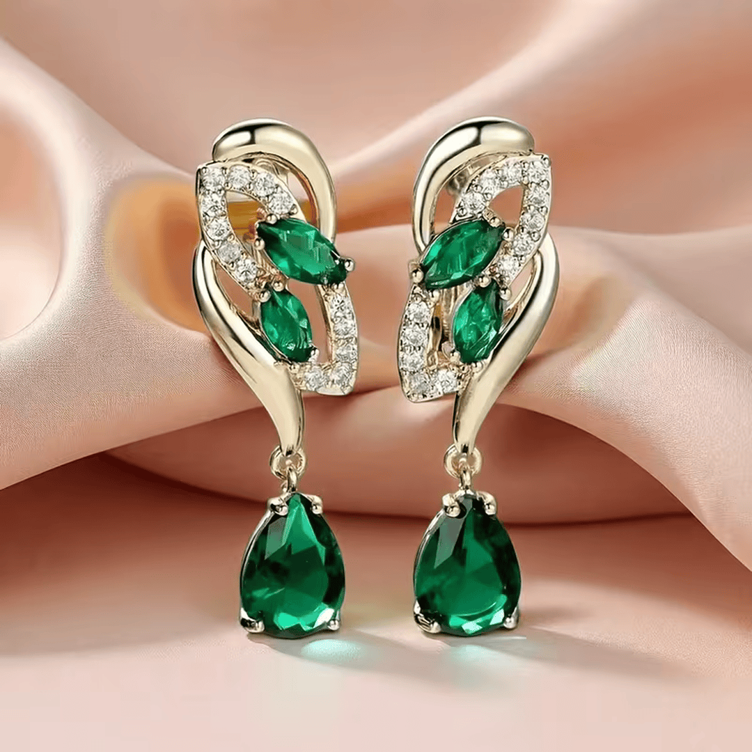 Pendientes Esmeralda Llama de Terciopelo