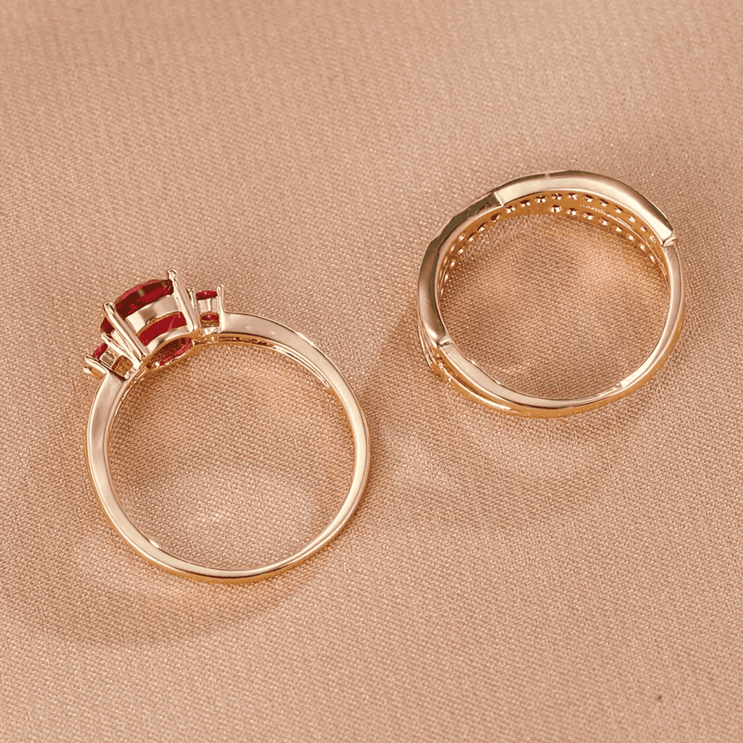 Juego de anillos dúo Esmeralda