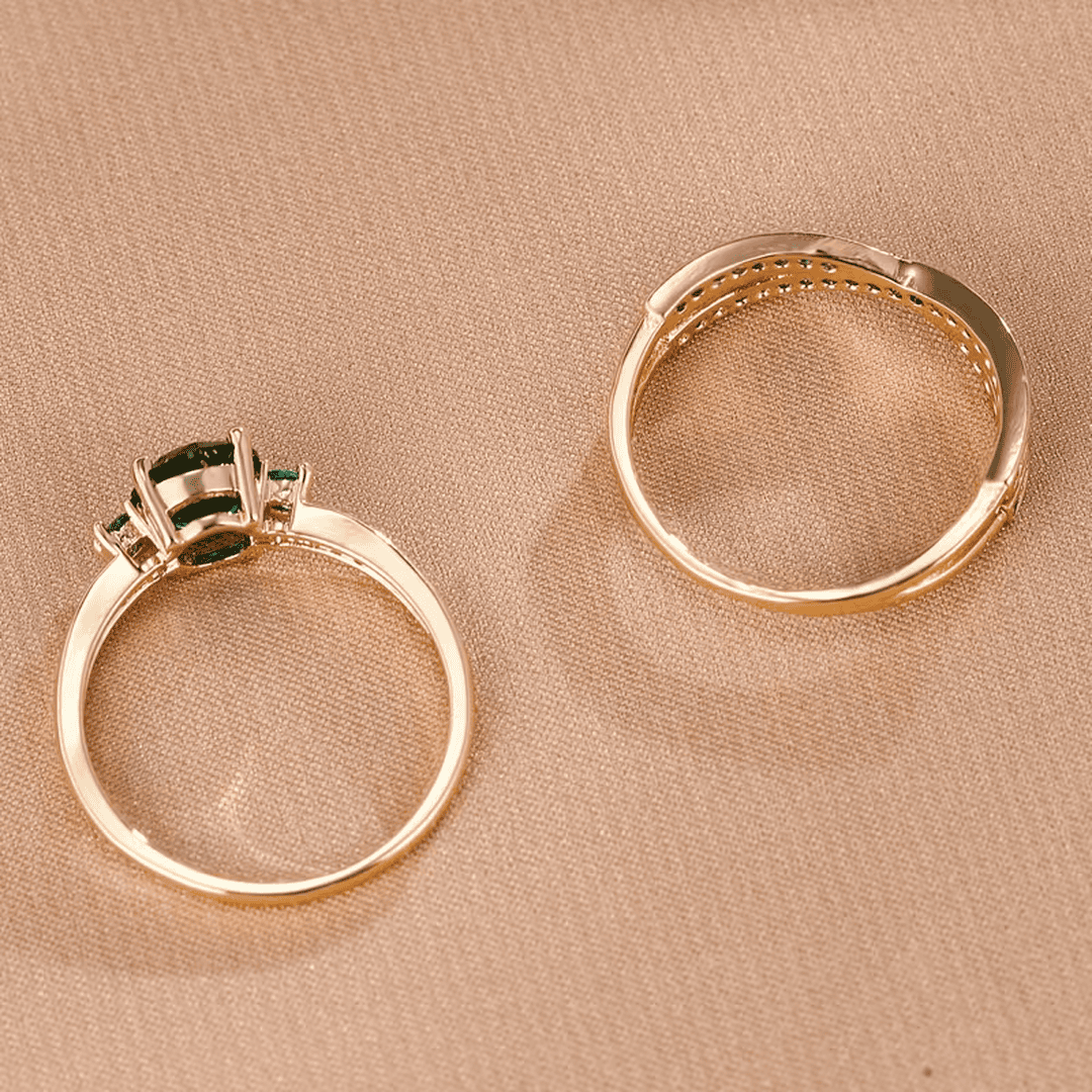 Juego de anillos dúo Esmeralda