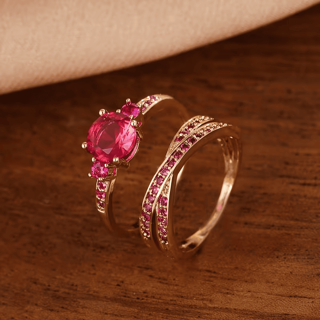 Juego de anillos dúo Esmeralda