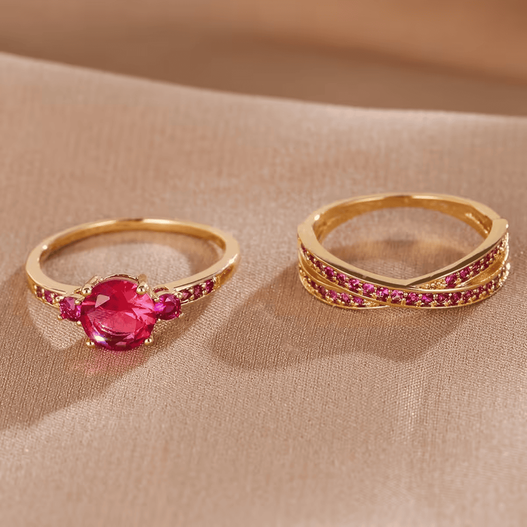 Juego de anillos dúo Esmeralda