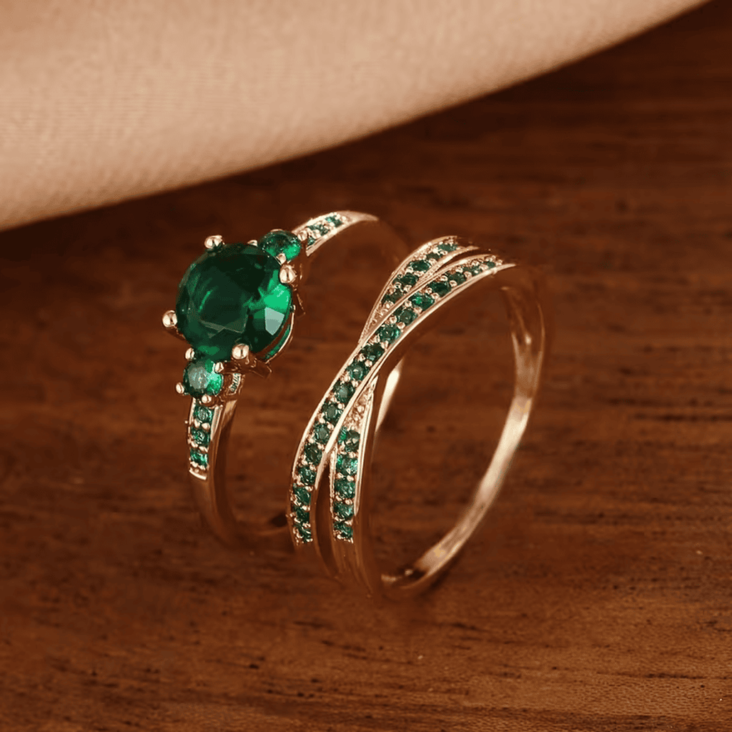 Juego de anillos dúo Esmeralda