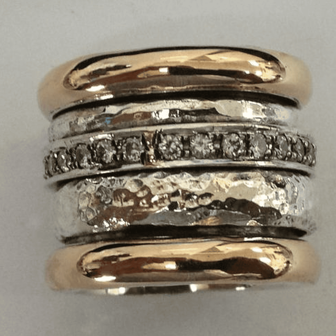 Anillo grueso vintage en oro y plata